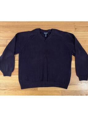 Lands' End Men's Navy Blue V-Neck Sweater Size L